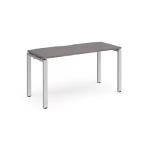 image of Adapt single desk 1400mm x 600mm - silver frame and grey oak top