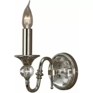 Image of Diana Luxury Single Curved Traditional Wall Light Bright Nickel Crystal Candle