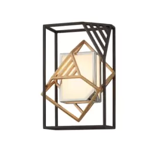 Image of Cubist 1 Light Wall Sconce Bronze Gold Leaf And Stainless, Acrylic, 2700K