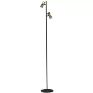 image of Cento Multi Arm Floor Lamp, Matt Black, Gold, 2x G9