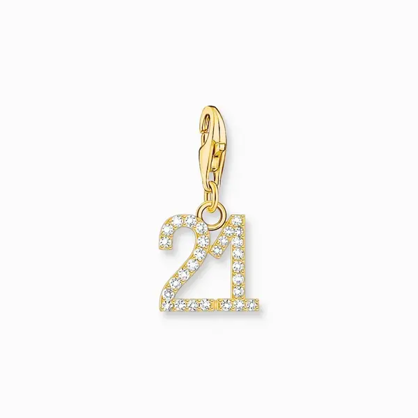 Image of THOMAS SABO Gold Plated CZ Number 21 Charm