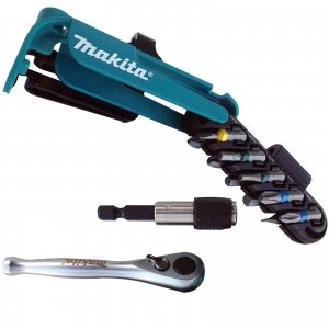 image of Makita 12 Piece 14 Ratchet Driver Screwdriver Bit Set