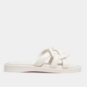 image of Coach Womens Georgie Leather Slide Sandals - Chalk - UK 4