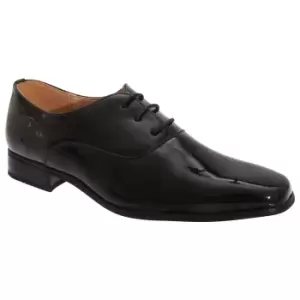 image of Goor Older Boys Patent Leather Lace-Up Oxford Tie Dress Shoes (3 UK) (Black Patent)