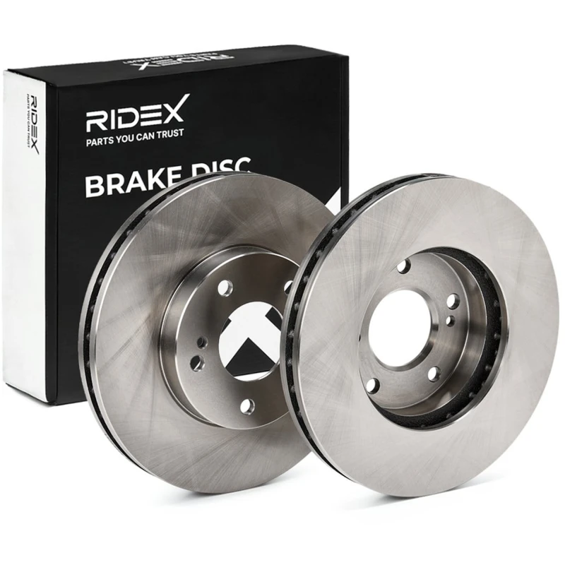 Image of RIDEX 82B0789 Brake disc Front Axle, Vented, Cast Iron, Uncoated, Untreated, without bolts/screws Cast Iron Brake Disc (82)