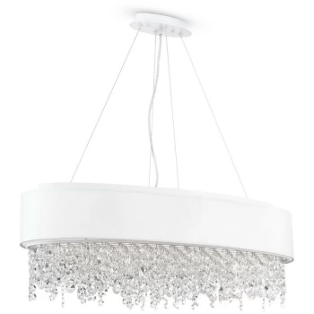 image of Manfred Ceiling Pendant Lamp White & Crystal, 9 Light, E14