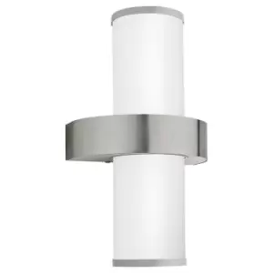 Image of Eglo - Beverly - 2 Light Outdoor Wall Light Stainless Steel, Silver IP44, E27