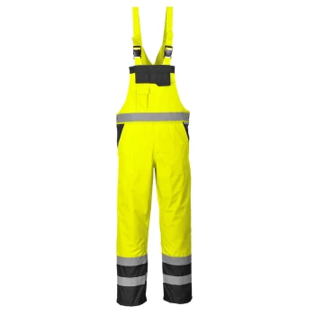 Image of Oxford Weave 300D Class 2 Hi Vis Contrast Bib and Brace Yellow / Black 3XL