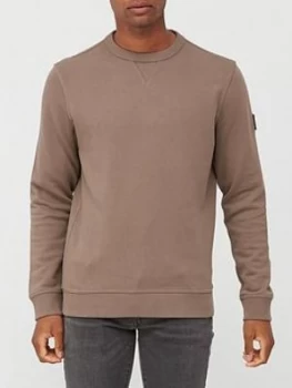 Image of Hugo Boss Walkup 1 Arm Logo Sweatshirt Beige Size 3XL Men