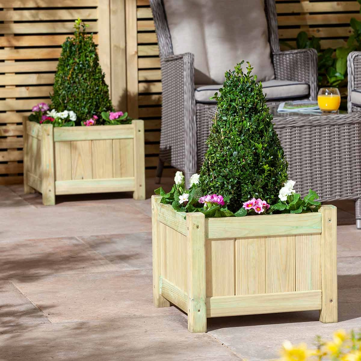 image of Rowlinson Aston Planter 2 Pack Wooden