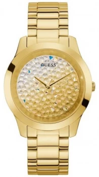 image of Guess Womens Crush Gold-Tone Steel Bracelet Glitter Watch