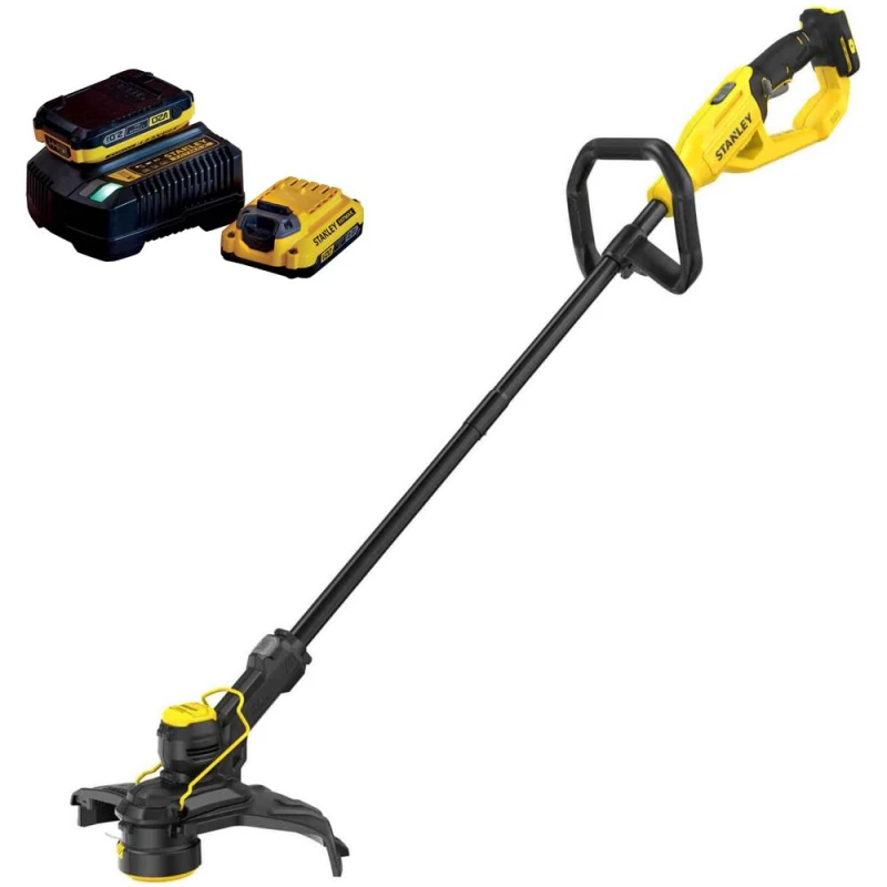 Image of Stanley FatMax V20 STCST933 18v Cordless Grass Trimmer 330mm 2 x 2ah Li-ion Battery Charger STCST933D12