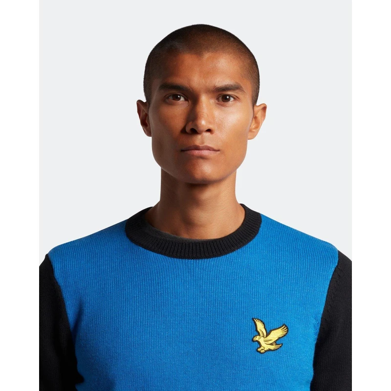 Image of Lyle and Scott Block Sweater - Blue Blue S