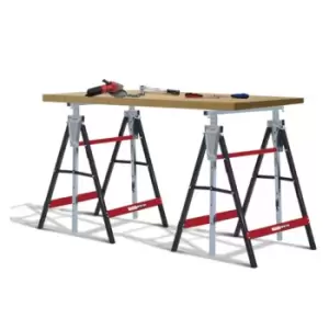 image of Lumberjack 2 X Folding Work Horse Trestle Saw Adjustable Height Stand 150Kg Each