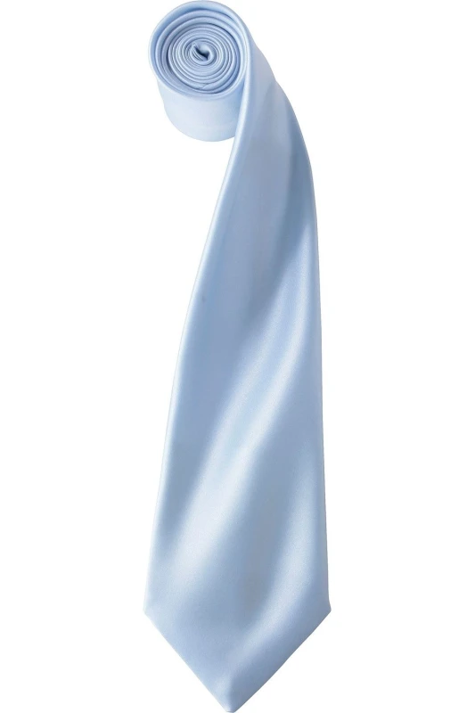 Image of Premier Premier Men Plain Satin Tie (Narrow Blade) in Light Blue Light Blue One Size Male 5055805453396