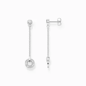 Image of Sterling Silver White Stones Drop Earrings H2063-051-14