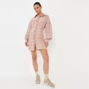 image of Missguided Cinched Waist Shirt Dress - Multi