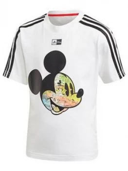 Image of Adidas Little Boys Disney Mickey Mouse Tee, White/Black, Size 3-4 Years