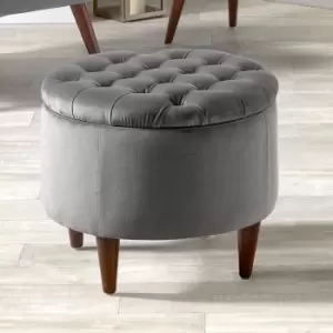 Image of Pacific Alena Velvet Footstool Alena Grey