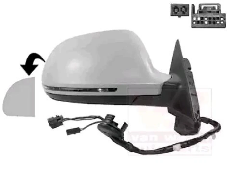 Image of VAN WEZEL 0307808 Wing mirror * HAGUS * Right, Heatable, primed Outside Mirror (50)