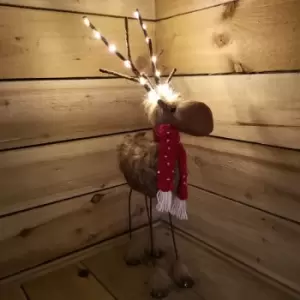 image of Snowtime - Christmas 60cm Faux Fur Reindeer with Metal Legs & LEDs