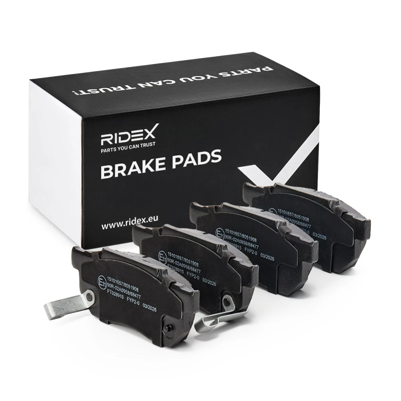 Image of RIDEX 402B0875 Brake pad set Front Axle, with acoustic wear warning Brake Pad Set,disc brake (402)