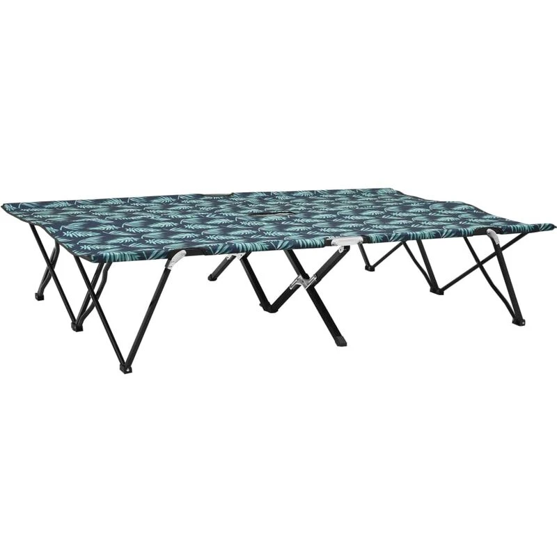 Image of VIDAXL Two Person Folding Sun Lounger Leaf Print Steel Vidaxl 8720286073049