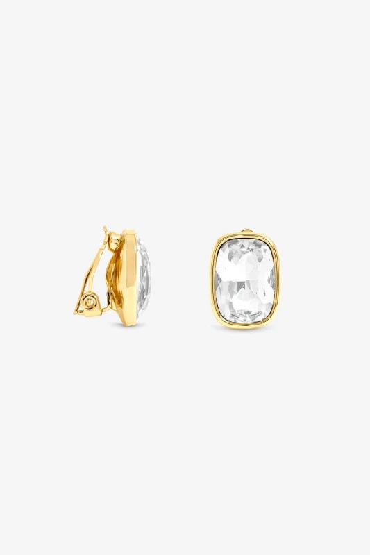 Image of Jon Richard Womens Gold Plated & Crystal Clip Earrings Gold Female One Size