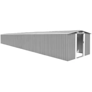 image of Garden Shed 257x990x181cm Galvanised steel Grey - Grey - Vidaxl