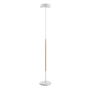 Image of Noa Floor Lamp 2 Light 21W Down 9W Up LED 3000K, 3000lm, Touch Dimmer, Matt White/Beech, 3yrs Warranty