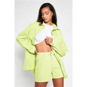 Image of I Saw It First Lime Green Cropped Denim Boy Shorts Co-Ord - Green