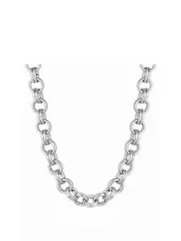 image of Mood Gold Polished Textured Chunky Chain Necklace, Silver, Women