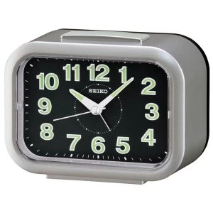 image of Seiko QHK026S LumiBrite Bell Alarm Clock - Silver