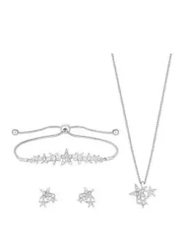 Image of Jon Richard Silver Plated Star Trio Set - Gift Boxed, Silver, Women