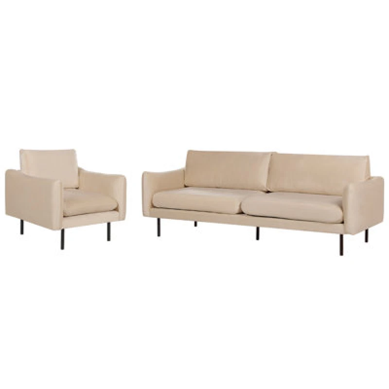 Image of Beliani Living Room Set 4 Seater Vinterbro Velvet Beige