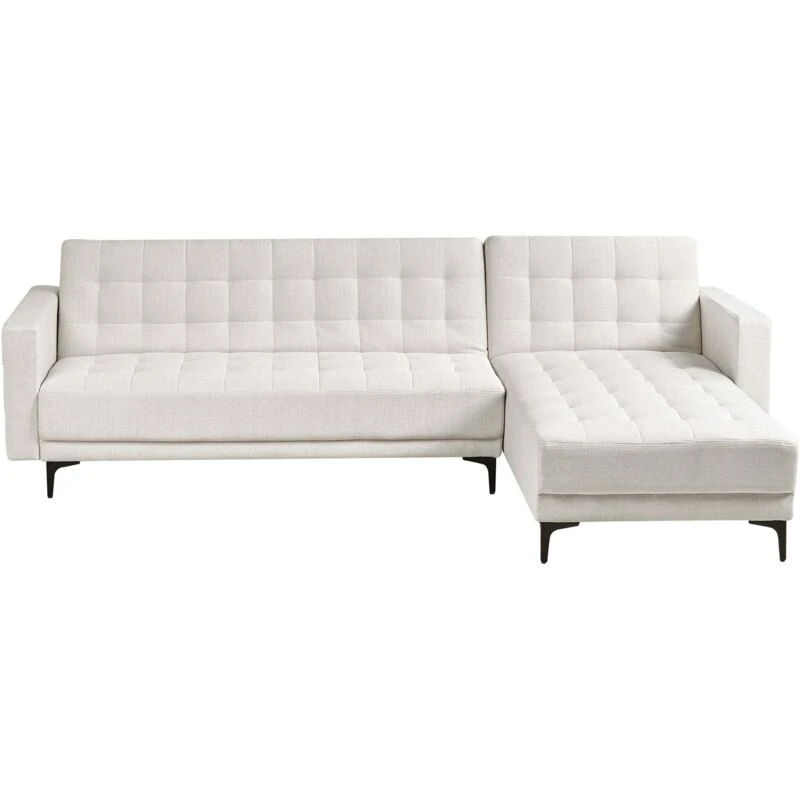 Image of Beliani Modular Corner Sofa Bed 4 Seater Aberdeen Fabric Off-White Left Hand