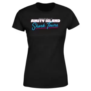 Image of Jaws Amity Island Shark Tour Womens T-Shirt - Black - L