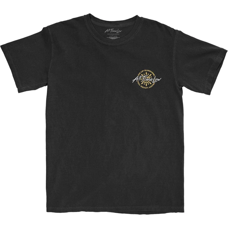 Image of All Time Low Mens Wake Up Sunshine Track List Cotton T-Shirt in Black Size: XL Black Male XL
