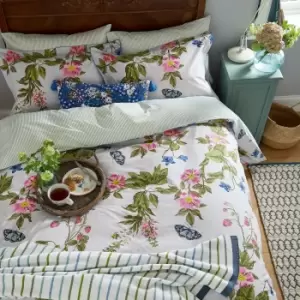 Image of Joules Springtime Floral 100% Cotton Duvet Cover and Pillowcase Set Grey