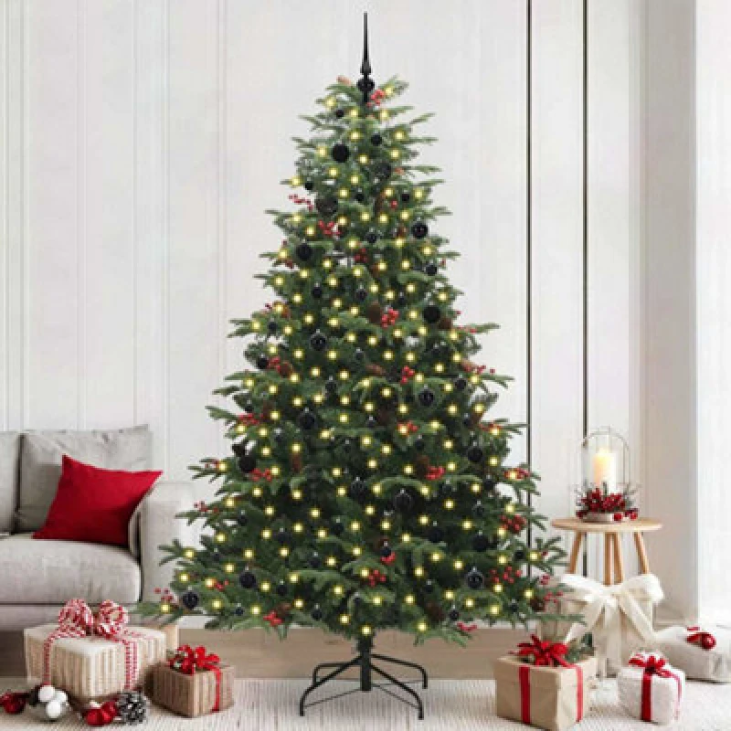 Image of Vidaxl Artificial Christmas Tree With LED Strip Lights Green 240 Cm