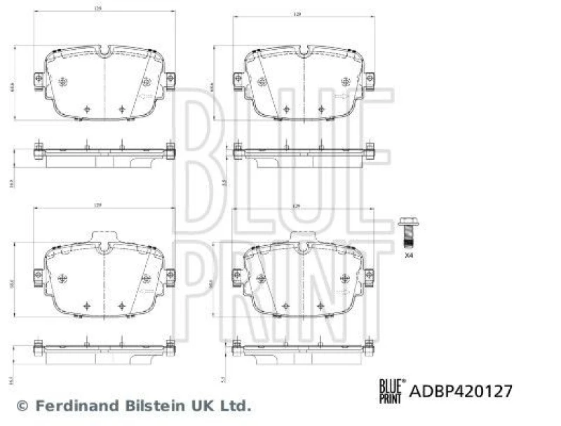 Image of Blue PRINT Brake pad set Blue PRINT ADBP420127