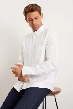 Image of Mens White Long Sleeve Plus & Tall Oxford Shirt