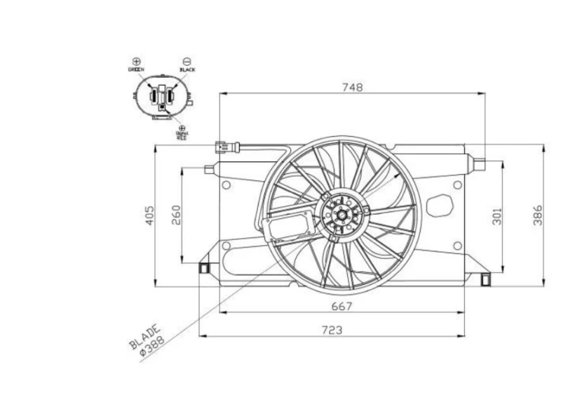 Image of NRF 47266 Cooling Fan D1: 390mm, with radiator fan shroud, with control unit Fan,radiator (508)