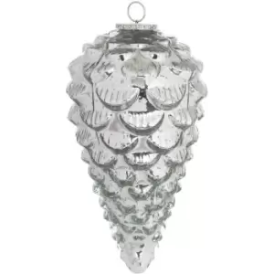 Image of The Noel Collection Teardrop Christmas Bauble (25cm x 14cm x 14cm) (Silver) - Silver
