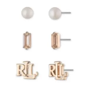 Image of Ladies Lauren Ralph Lauren Base metal PE PEARL TRIO-GLD/PEARL/SILK