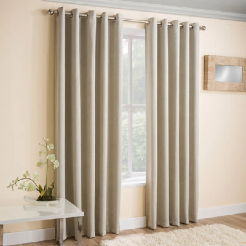 Image of Enhanced Living 'Vogue' Cream Eyelet Thermal Noise Reducing Dim Out Curtains Pair Cream