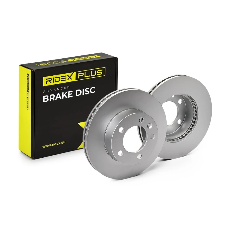 Image of RIDEX PLUS 82B0544P Brake disc Front Axle, Vented, Grey Cast Iron, Coated, High-carbon, with bolts/screws Grey Cast Iron Brake Disc (82)
