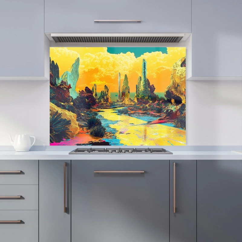 Image of Designer Kitchen Splashbacks Elena Sable: 00046 Kitchen Splashback Size: 600mm x 750mm Multicolor Unisex 600mm x 750mm