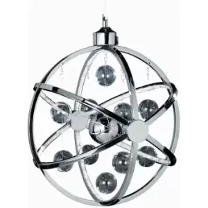 Image of LED Ceiling Pendant Light 7.2W Warm White Chrome 390mm Round Feature Lamp Shade