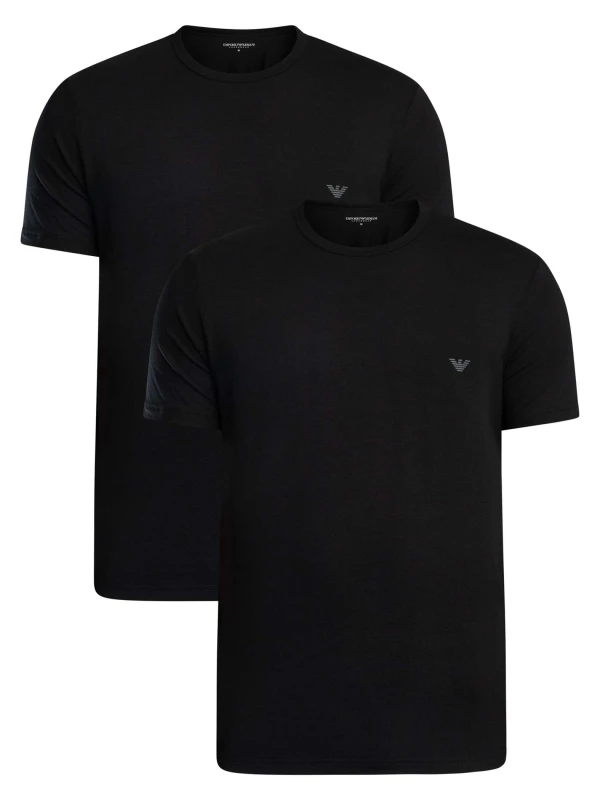 Image of Emporio Armani 2 Pack Lounge Crew Neck Regular T-Shirt Blue L